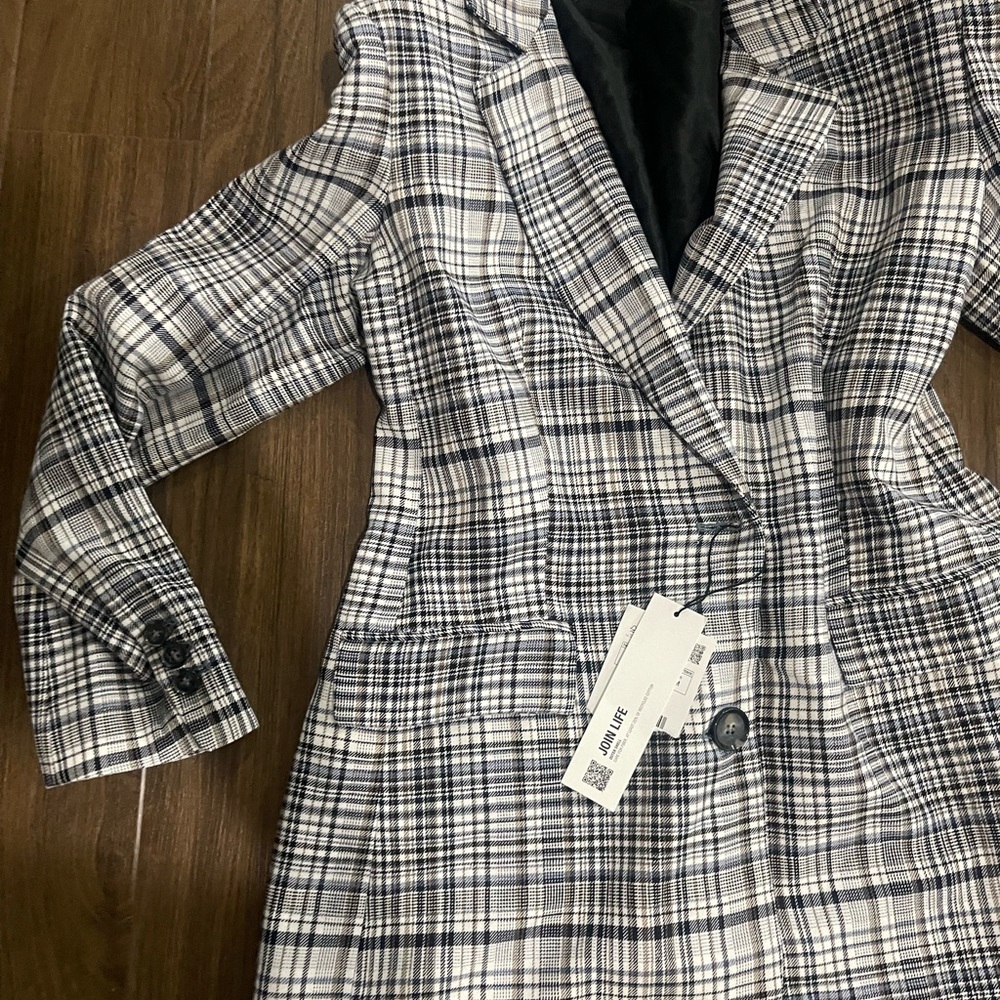 Zara gray and white plain blazer - Picture 4 of 5